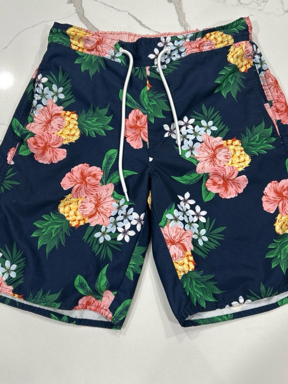 St. John's Bay Navy Tropical Floral Swim Shorts